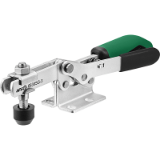 AMF 6830SG - Horizontal toggle clamp with safety latch, open clamping arm and vertical base