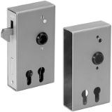 AMF 140SD - Sliding gate lock case for two profile cylinders, bare-metal