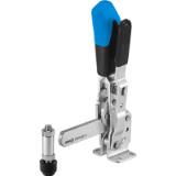 AMF 6804SE - Vertical toggle clamp with safety latch with solid clamping arm and horizontal base.