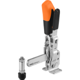 AMF 6804SJ - Vertical toggle clamp with safety latch with solid clamping arm and horizontal base.