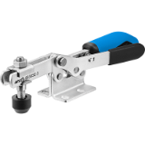 AMF 6830SE - Horizontal toggle clamp with safety latch, open clamping arm and vertical base